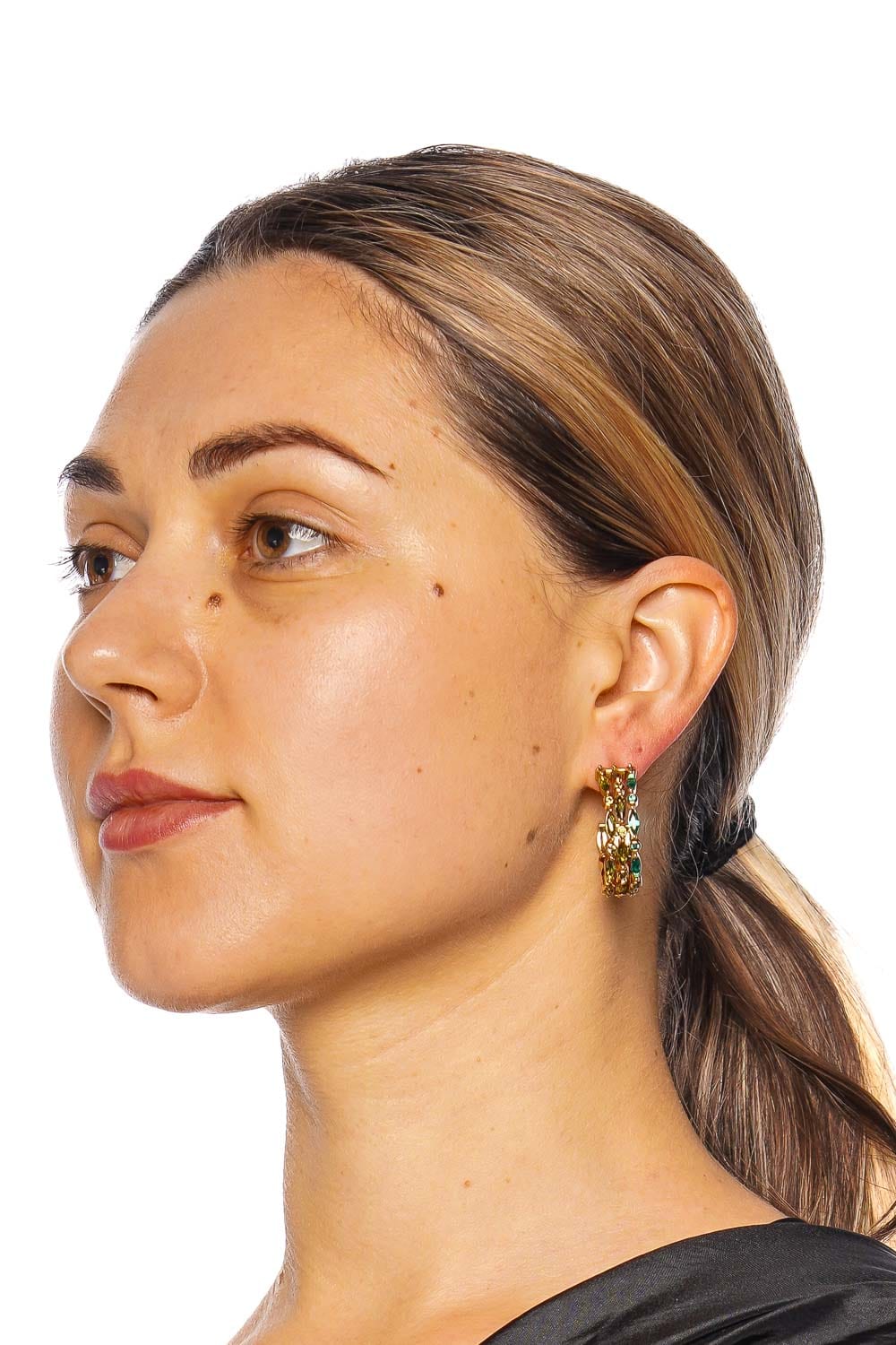 Mignonne Gavigan Clinton Green Crystal Hoop Earrings