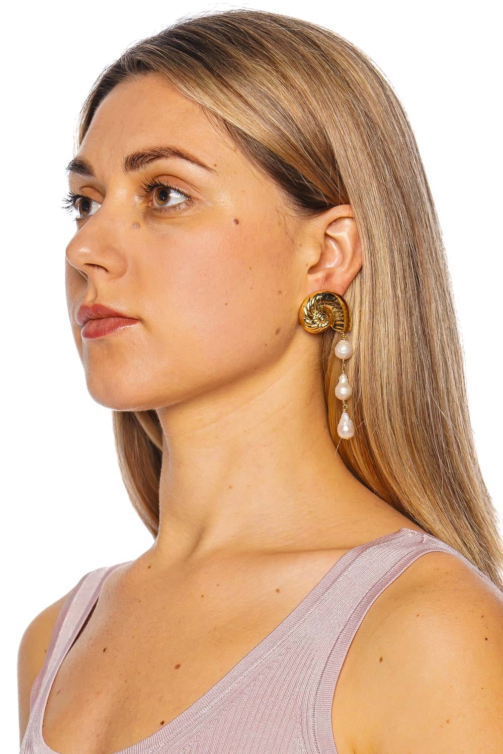 Mignonne Gavigan Concha Gold Shell Drop Earrings