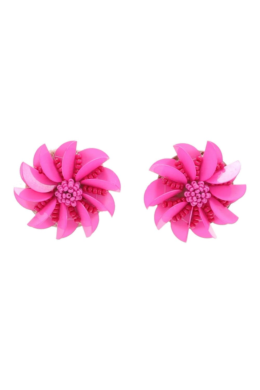 Mignonne Gavigan Flor Magenta Beaded Floral Earrings