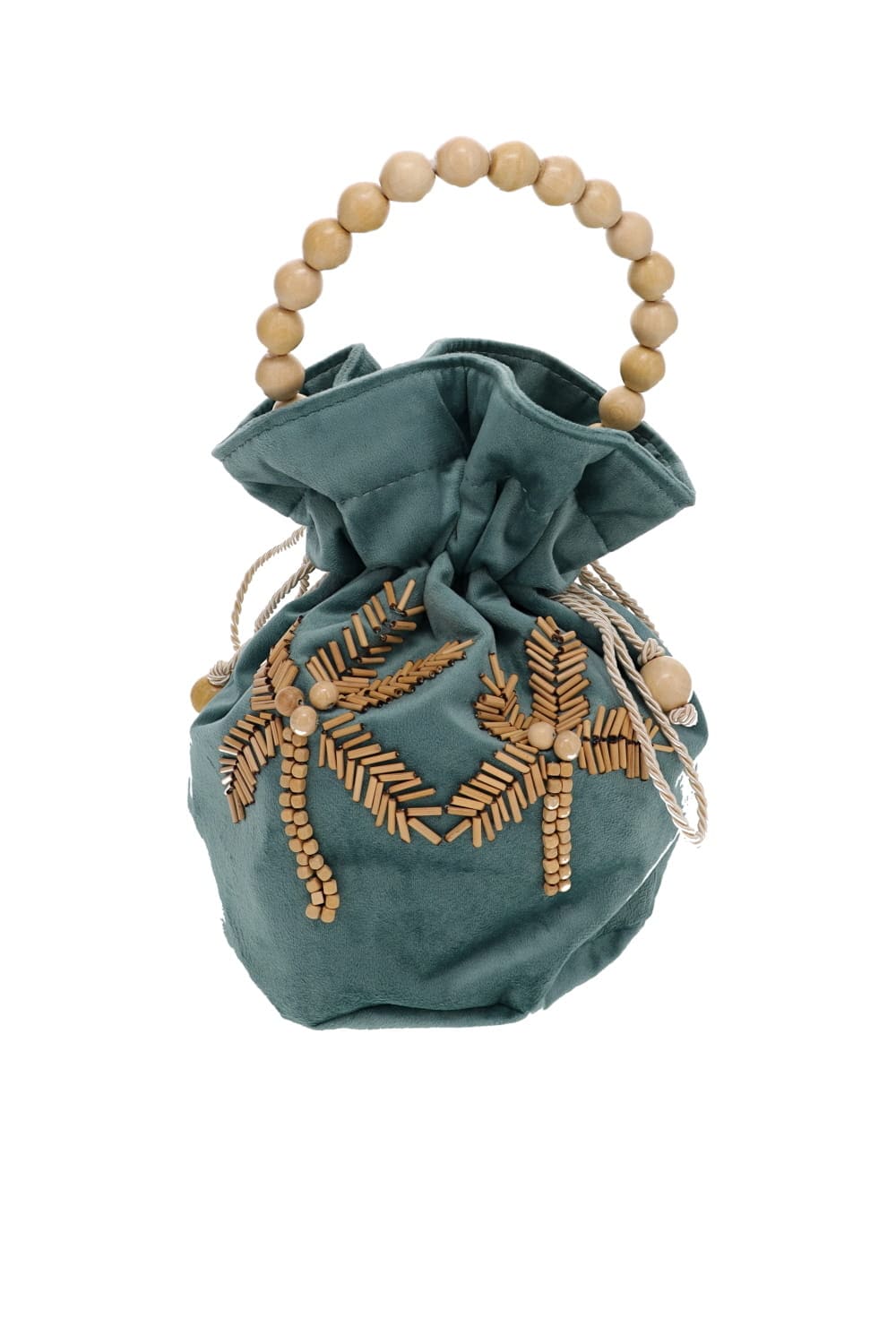 PatBO Carol Beaded Velvet Drawstring Bag