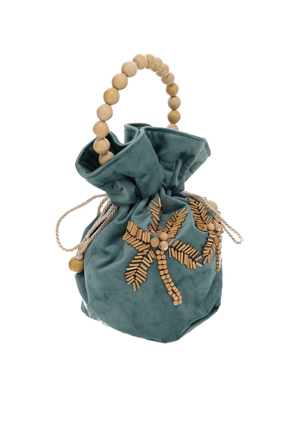 PatBO Carol Beaded Velvet Drawstring Bag