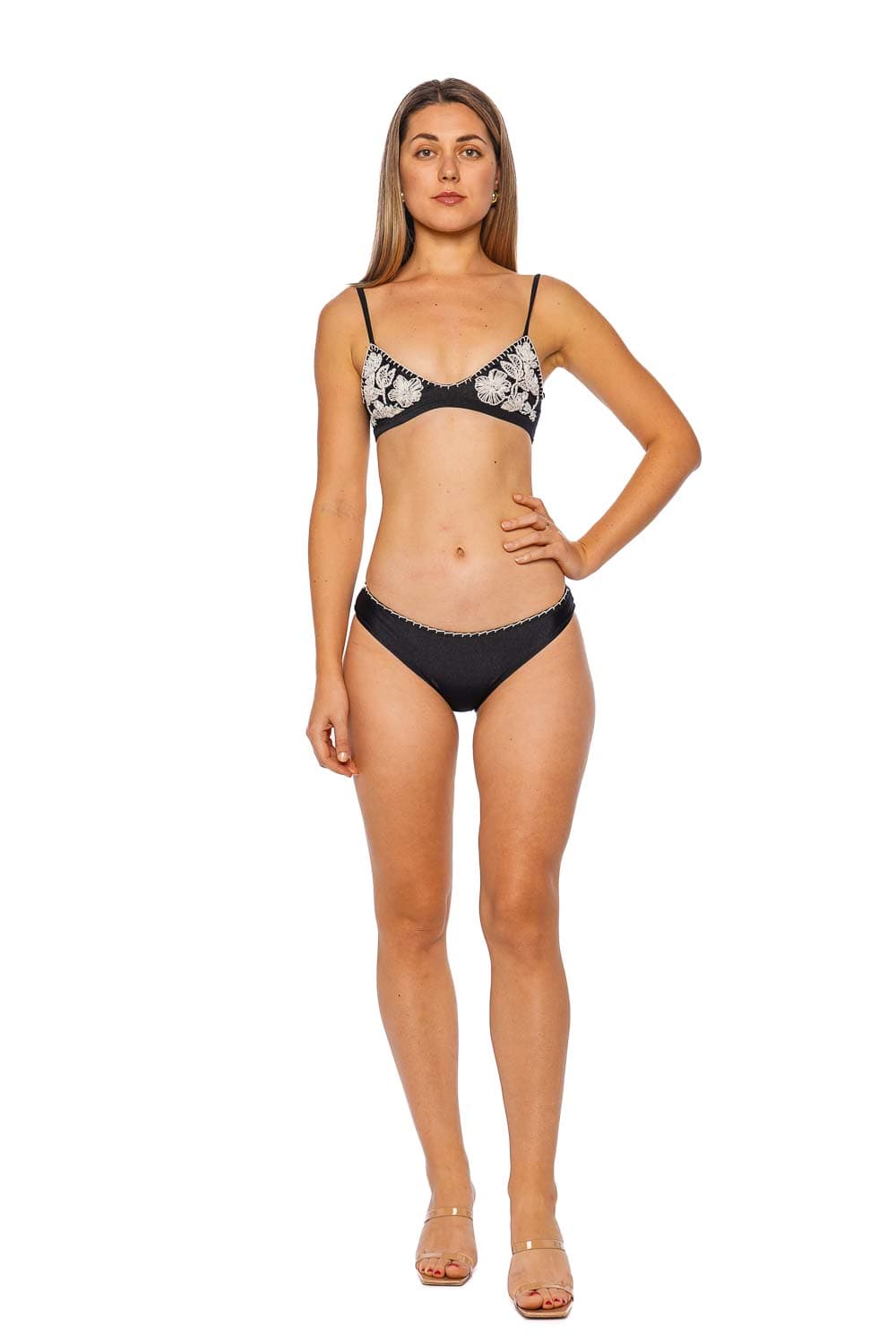 PatBO Black Embroidered Bikini Bottom