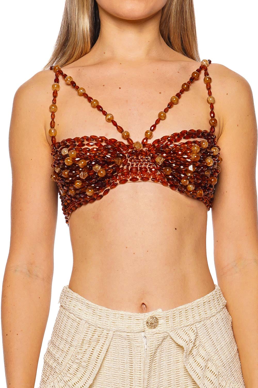 PatBO Dune Beaded Jersey Bralette Top