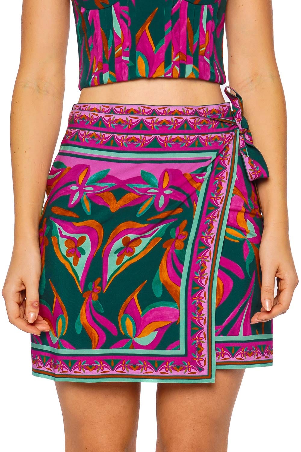 PatBO Aljezur Printed Wrap Mini Skirt