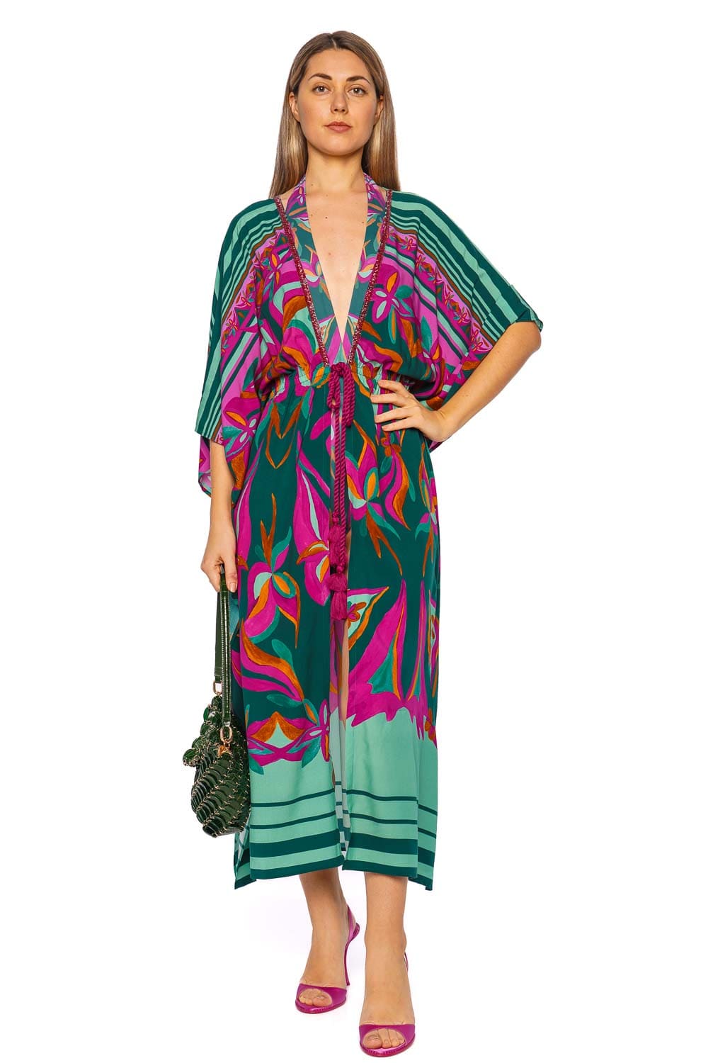 PatBO ALJEZUR MAXI ROBE SPM30700US GREEN MULTI