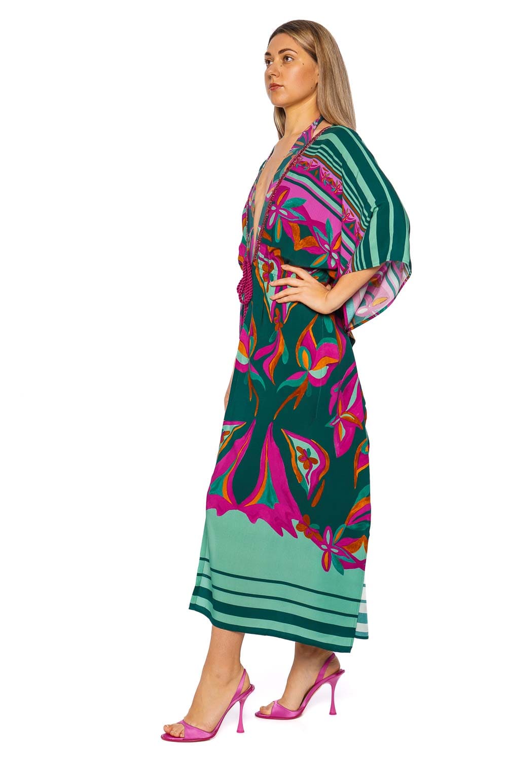 PatBO ALJEZUR MAXI ROBE SPM30700US GREEN MULTI