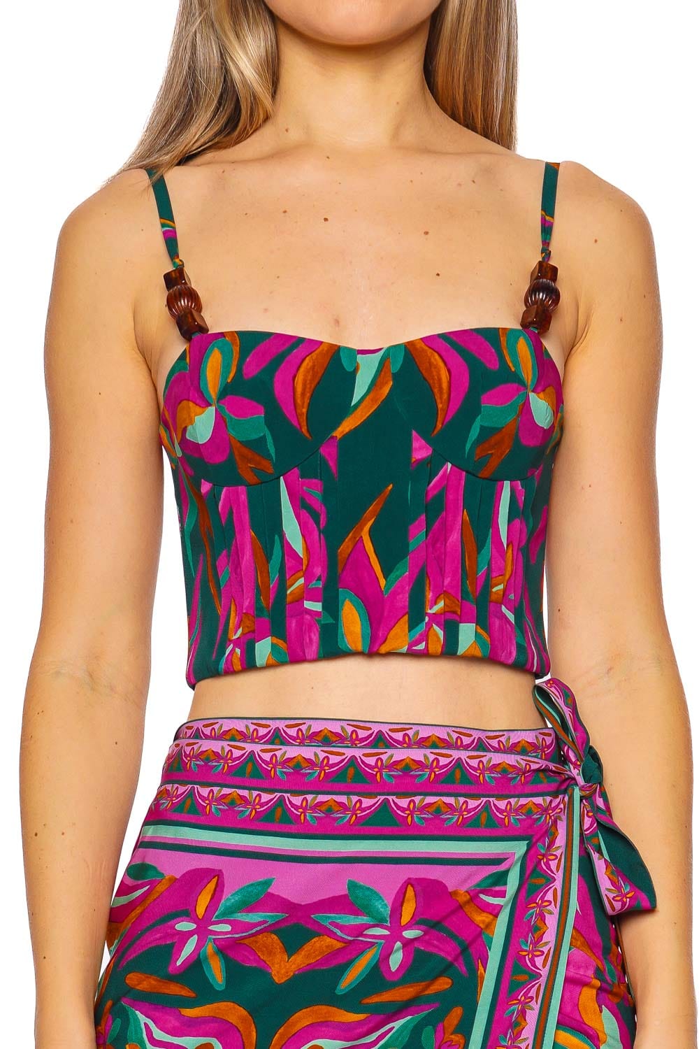 PatBO Aljezur Beaded Bustier Crop Top