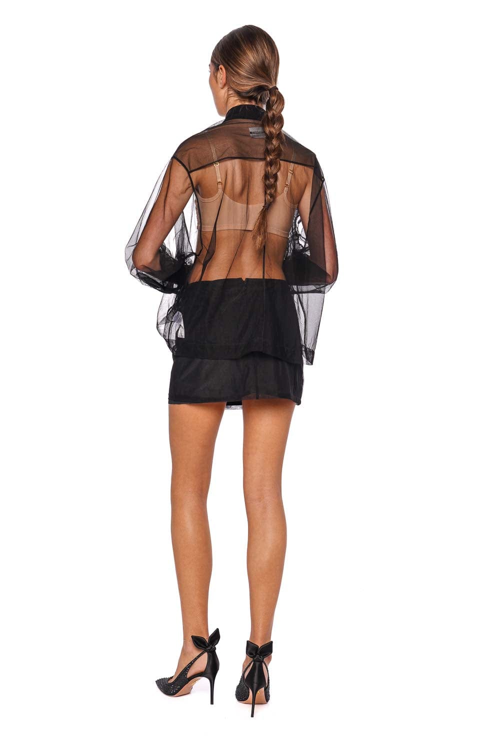 Couture Floral Embroidered Tulle Mini Skirt