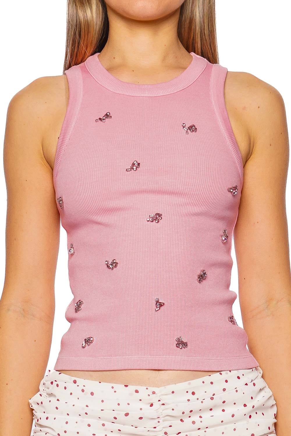 DES_PHEMMES Bubble Crystal Ribbed Knit Tank