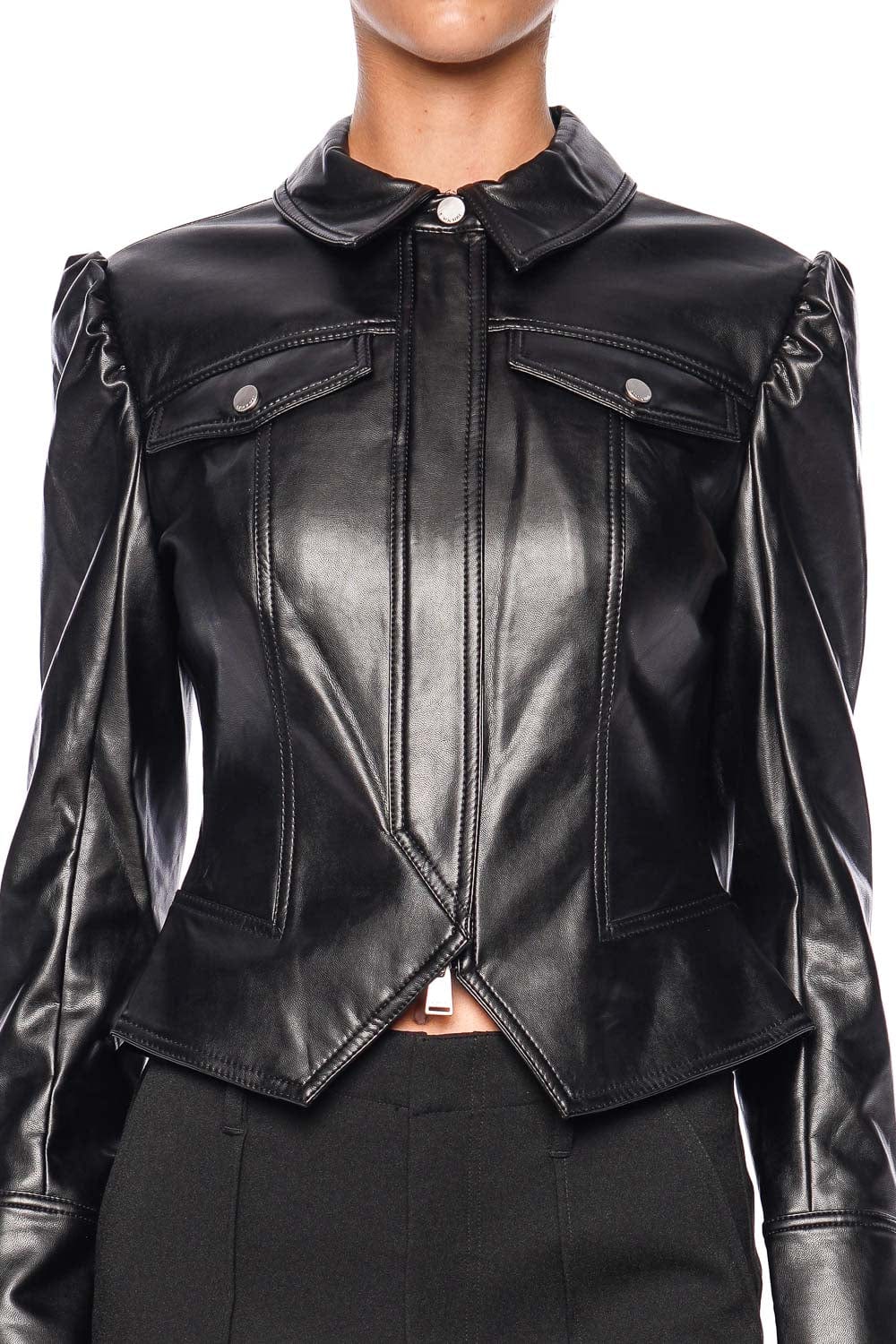 SIMKHAI Wyatt Black Vegan Leather Jacket