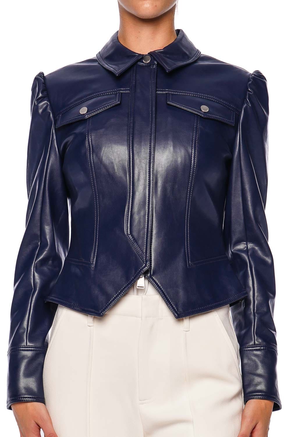 SIMKHAI Wyatt Midnight Vegan Leather Jacket