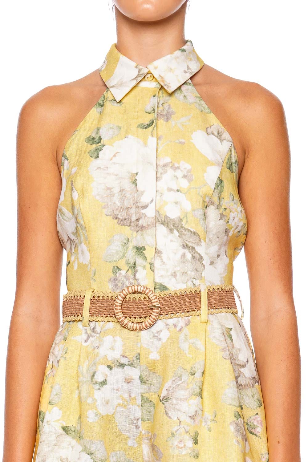 ZIMMERMANN Acacia Floral Linen Halter Playsuit