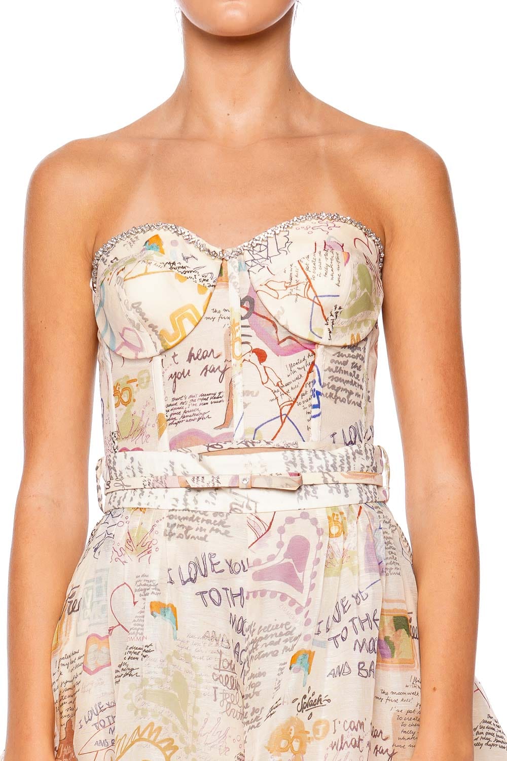 ZIMMERMANN Crush Paneled Bodice Corset Top