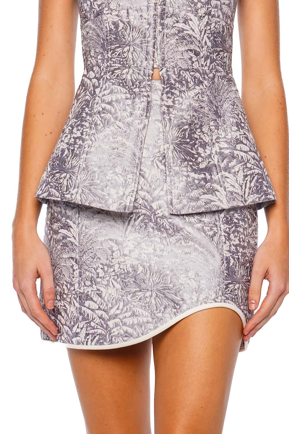 CLEA Bowie Jacquard Asymmetrical Mini Skirt