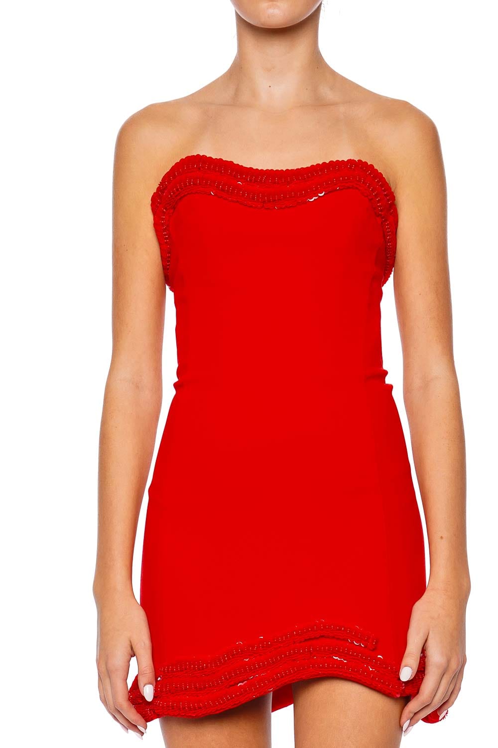 SIMKHAI Saskia Sculpted Strapless Embellished Mini Dress