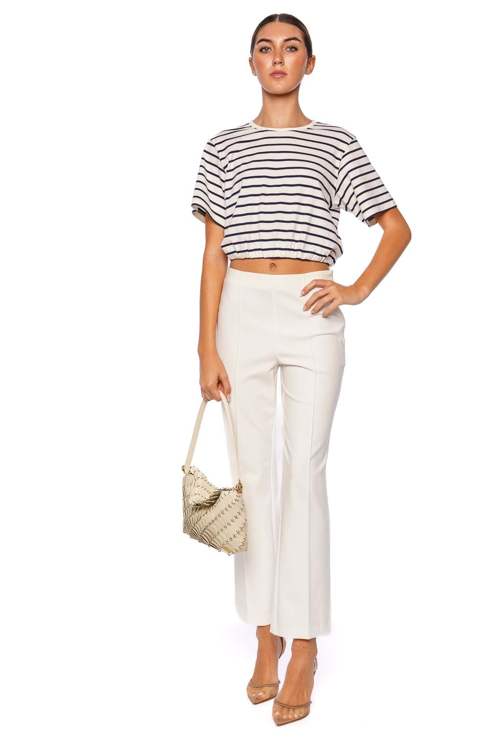 SIMKHAI Jojo Striped Cotton Cropped Tee