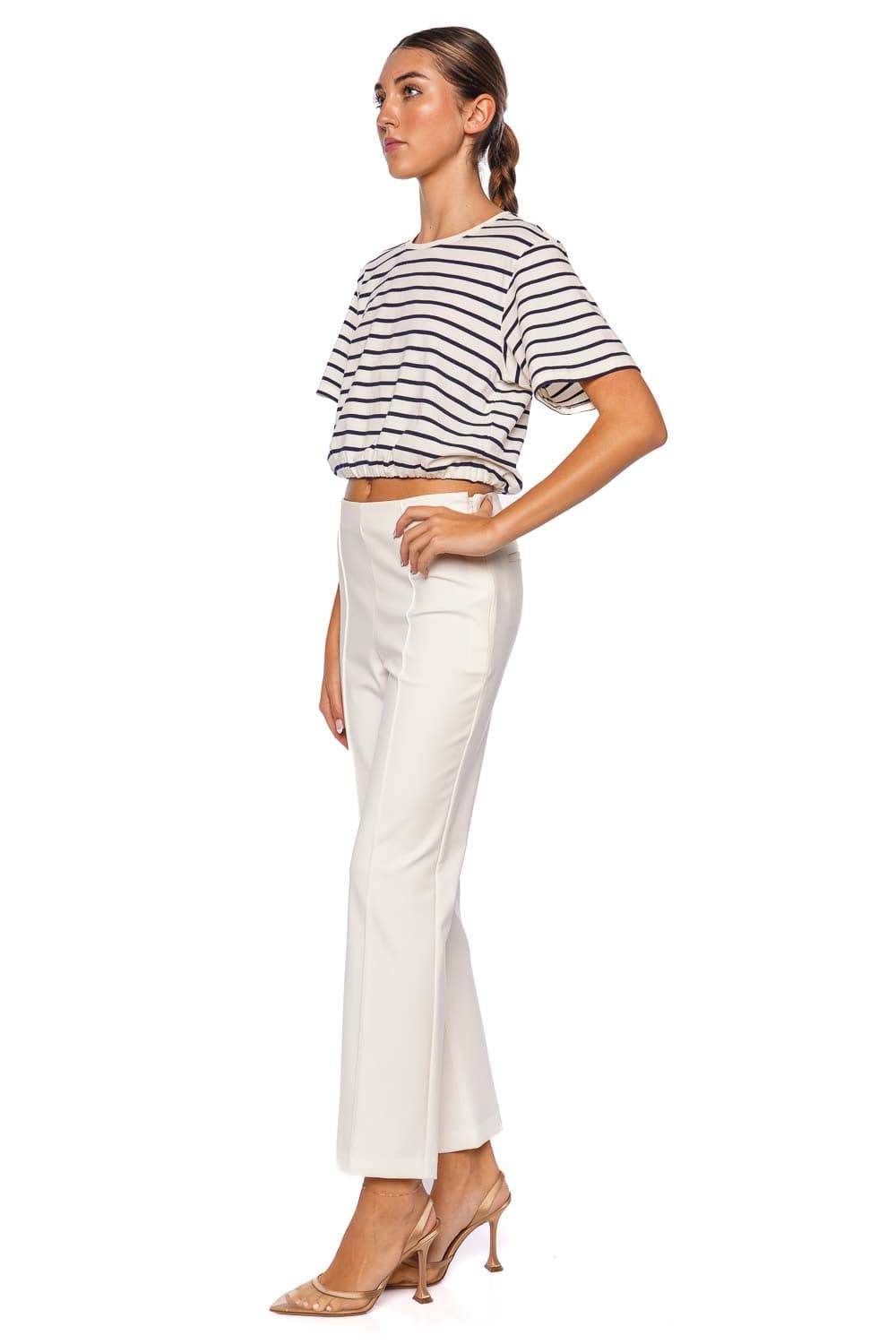 SIMKHAI Jojo Striped Cotton Cropped Tee