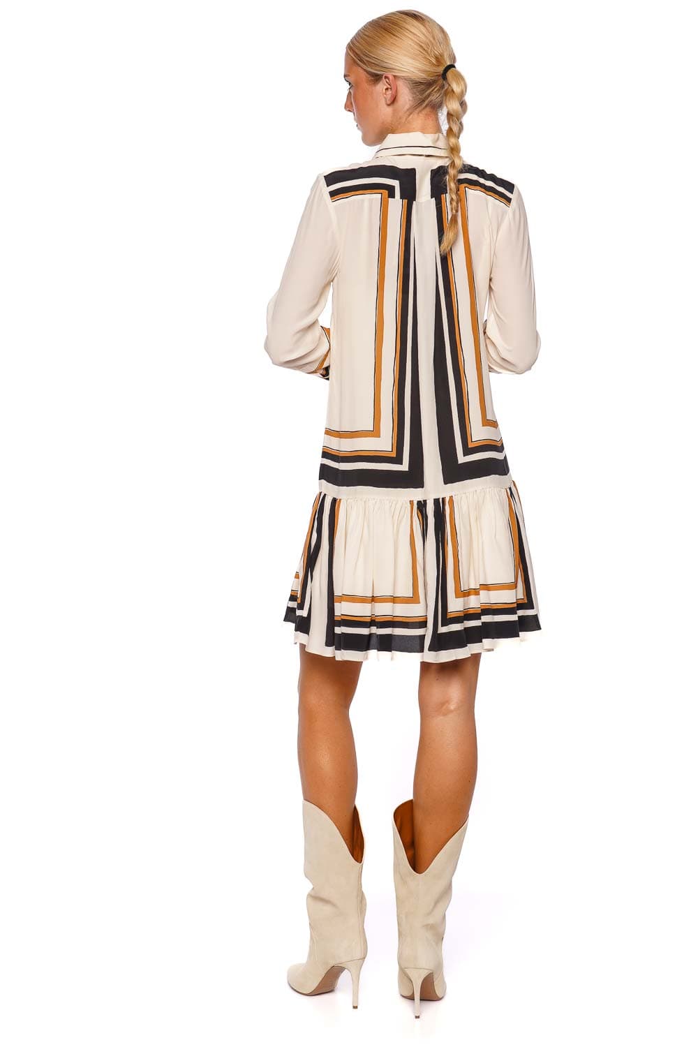 ZIMMERMANN Tie Neck Long Sleeve Mini Dress