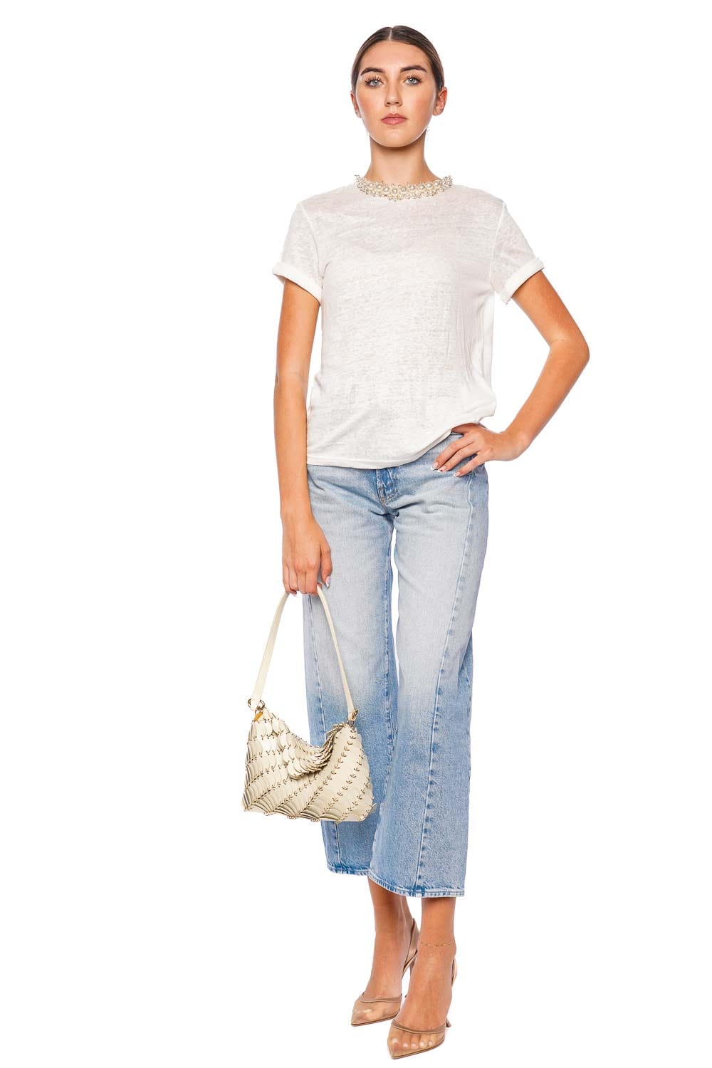 ZIMMERMANN Crush Ivory Pearl Embellished Tee