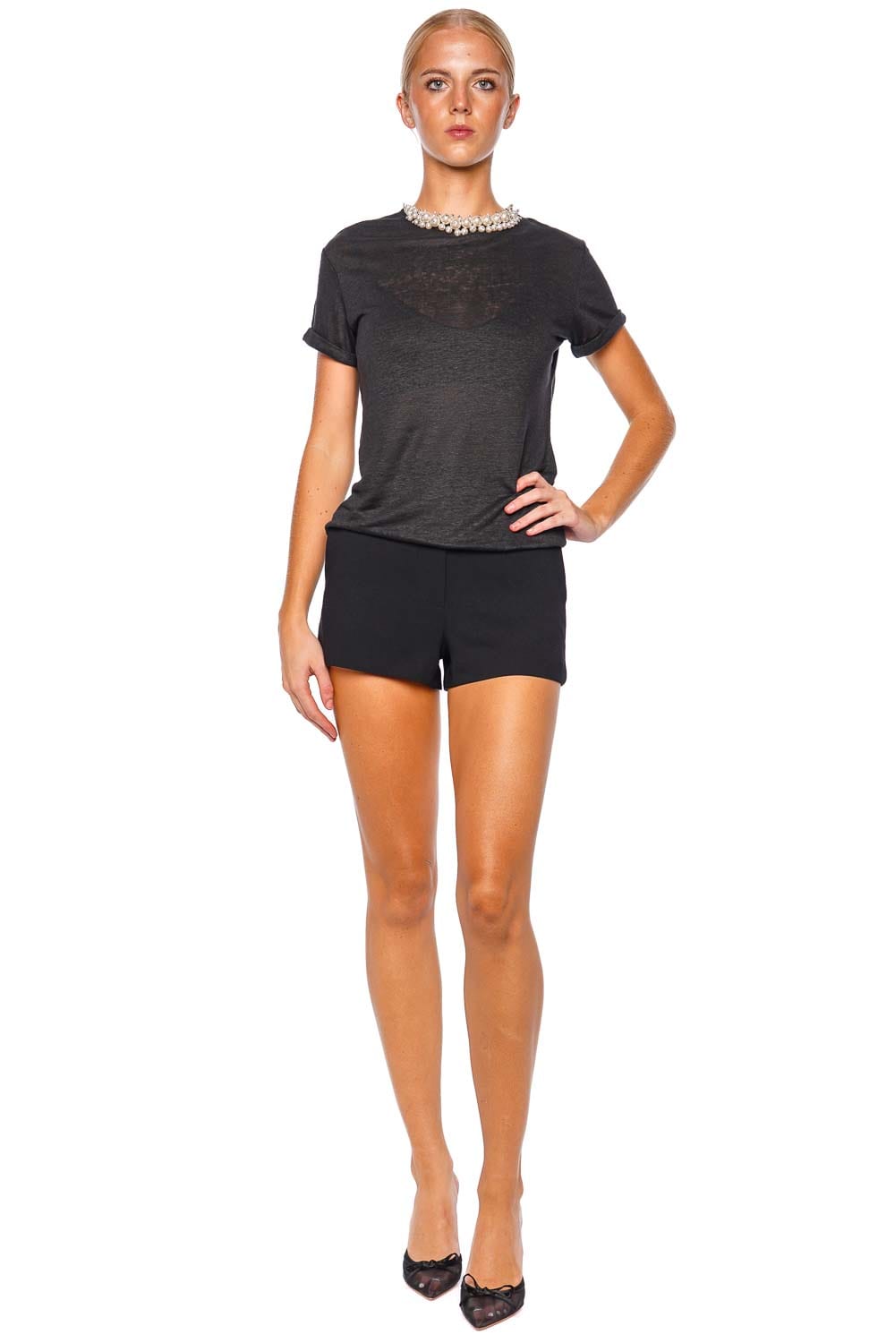 ZIMMERMANN Crush Black Pearl Embellished Tee