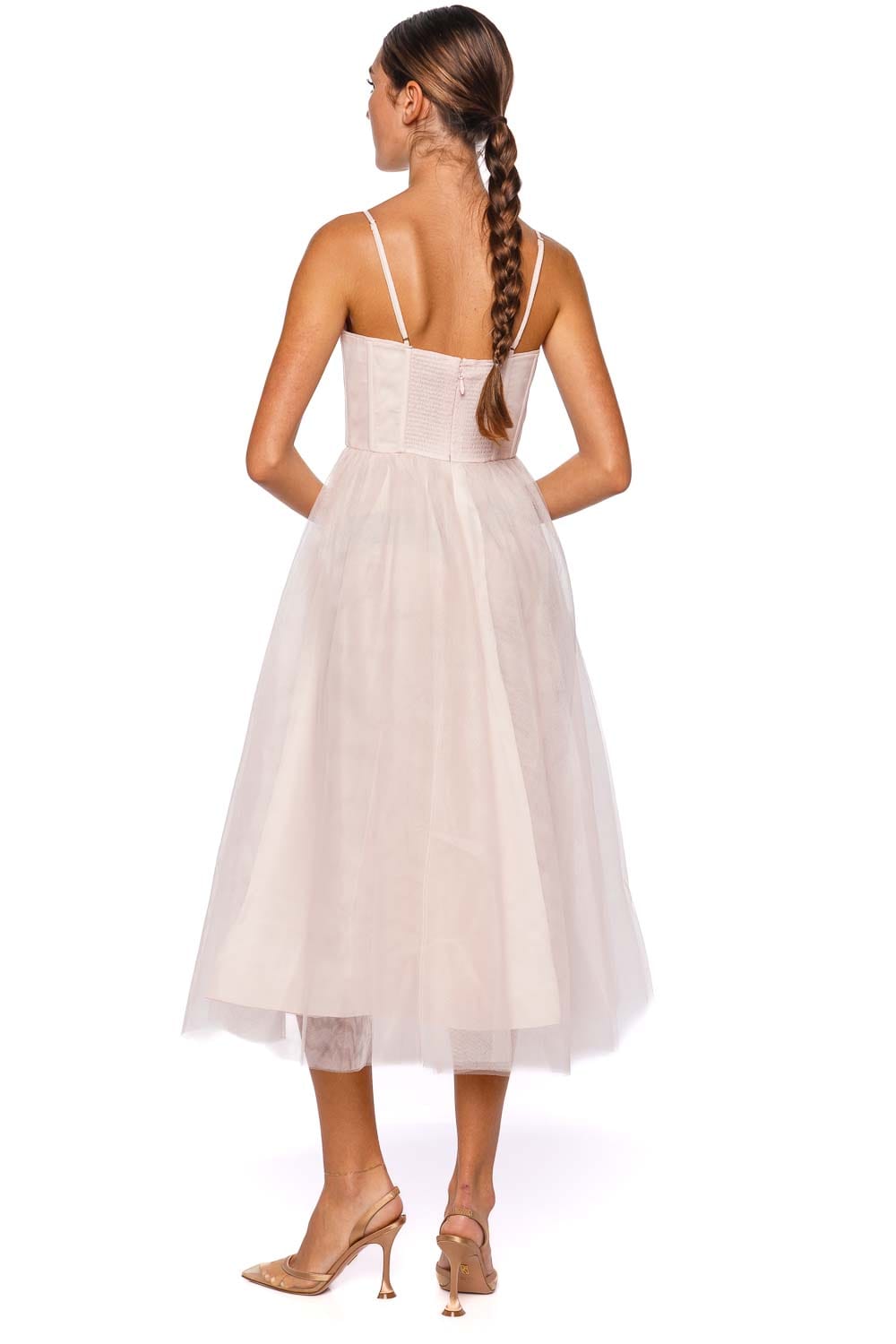 ZIMMERMANN Pink Tulle Corset Midi Dress