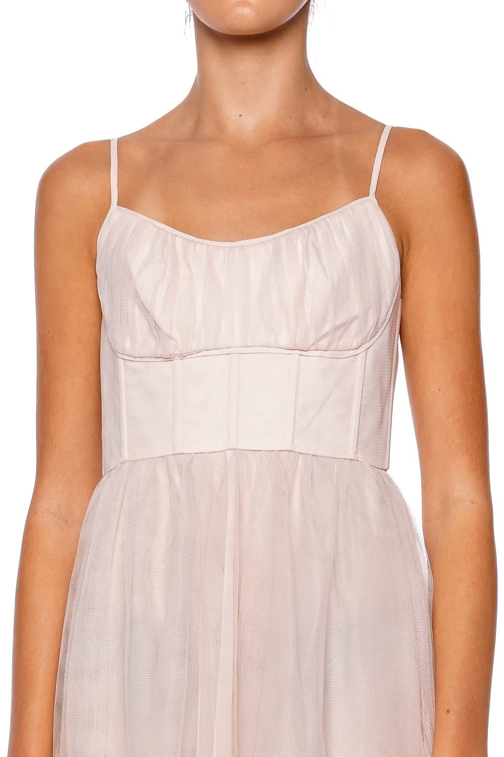 ZIMMERMANN Pink Tulle Corset Midi Dress