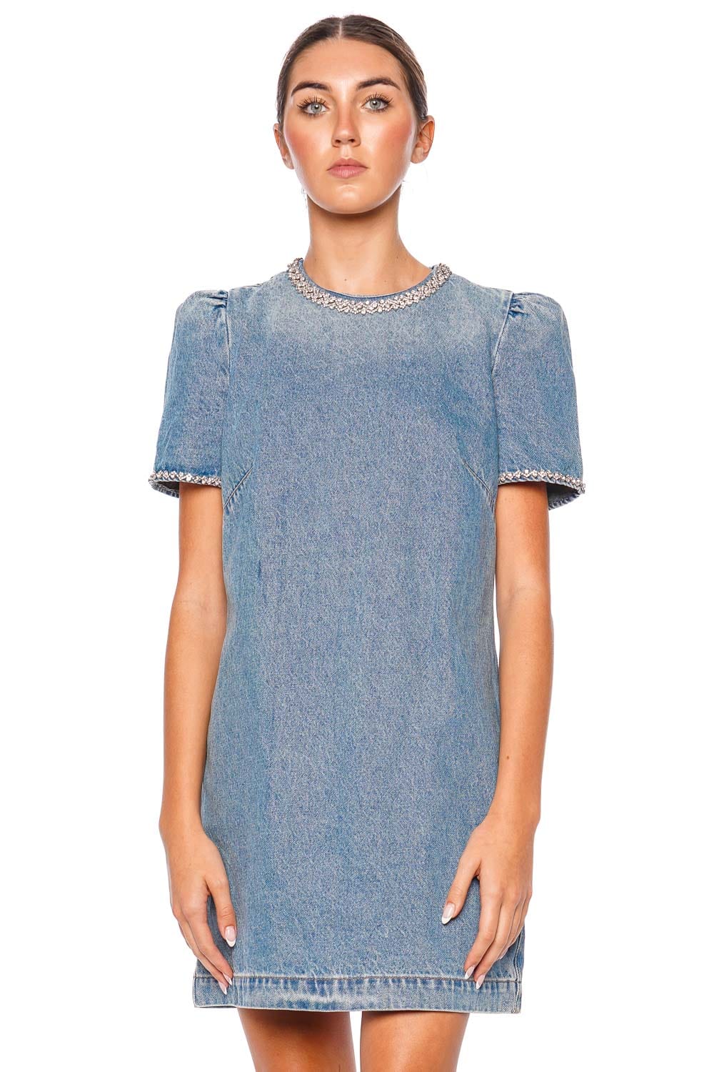 ZIMMERMANN Crush Embellished Denim Mini Dress