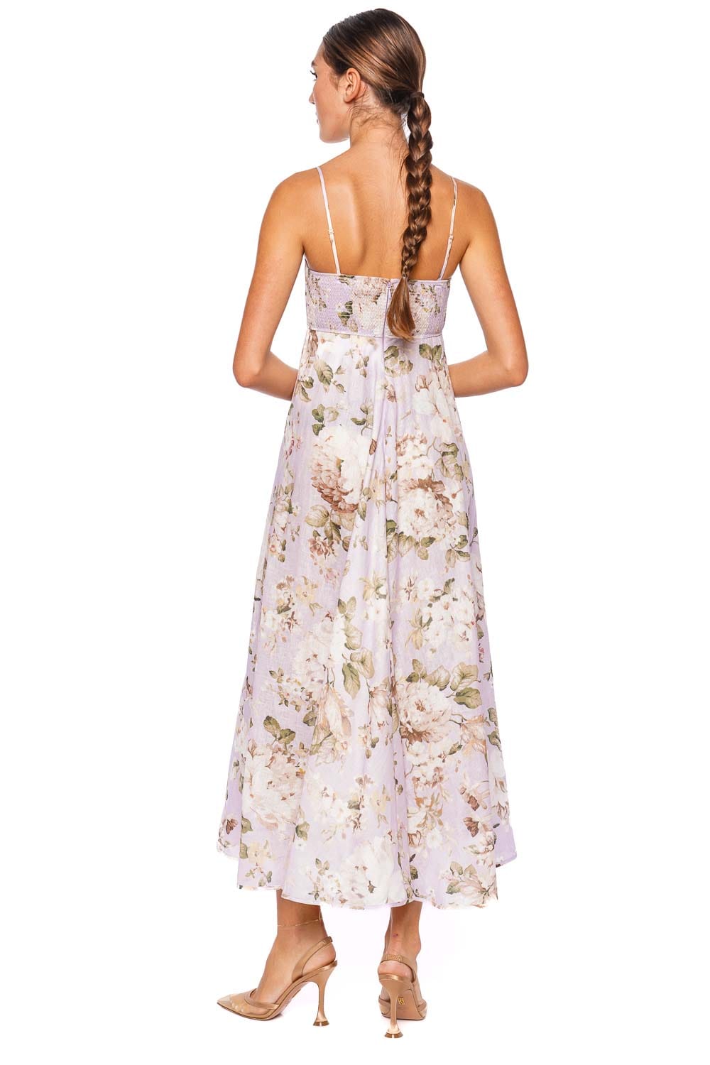 ZIMMERMANN Acacia Lilac Floral Bandeau Midi Dress