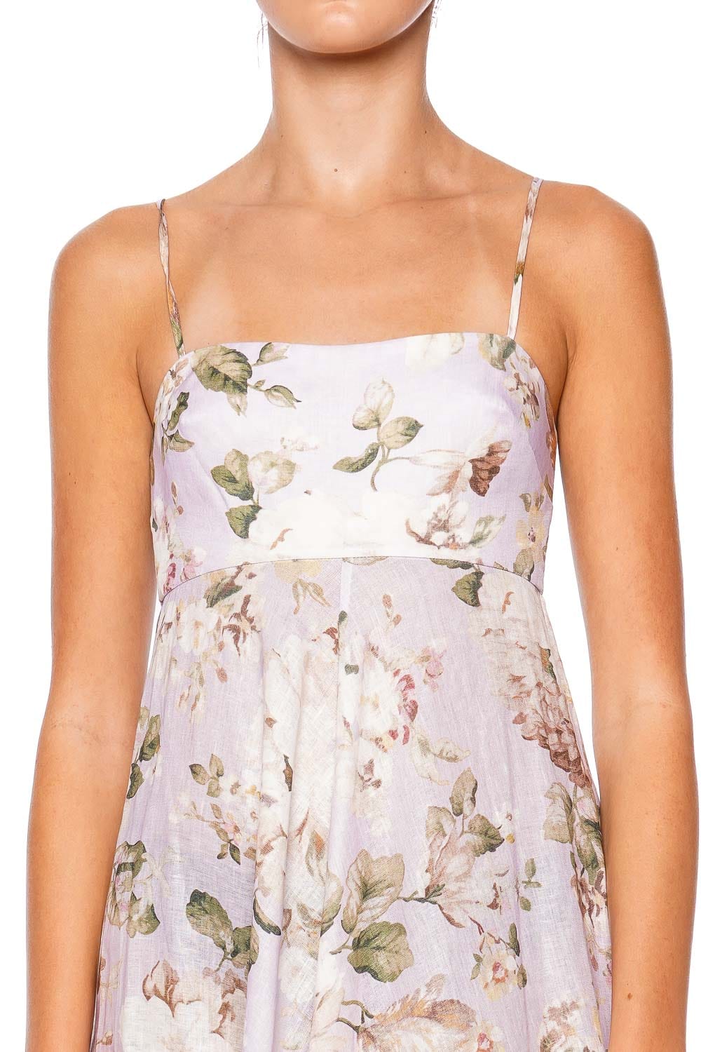 ZIMMERMANN Acacia Lilac Floral Bandeau Midi Dress