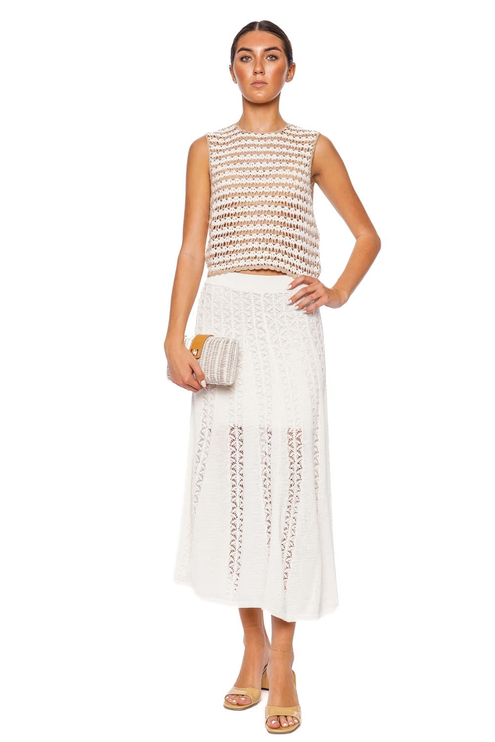 ZIMMERMANN Wylie Flared Knit Midi Skirt