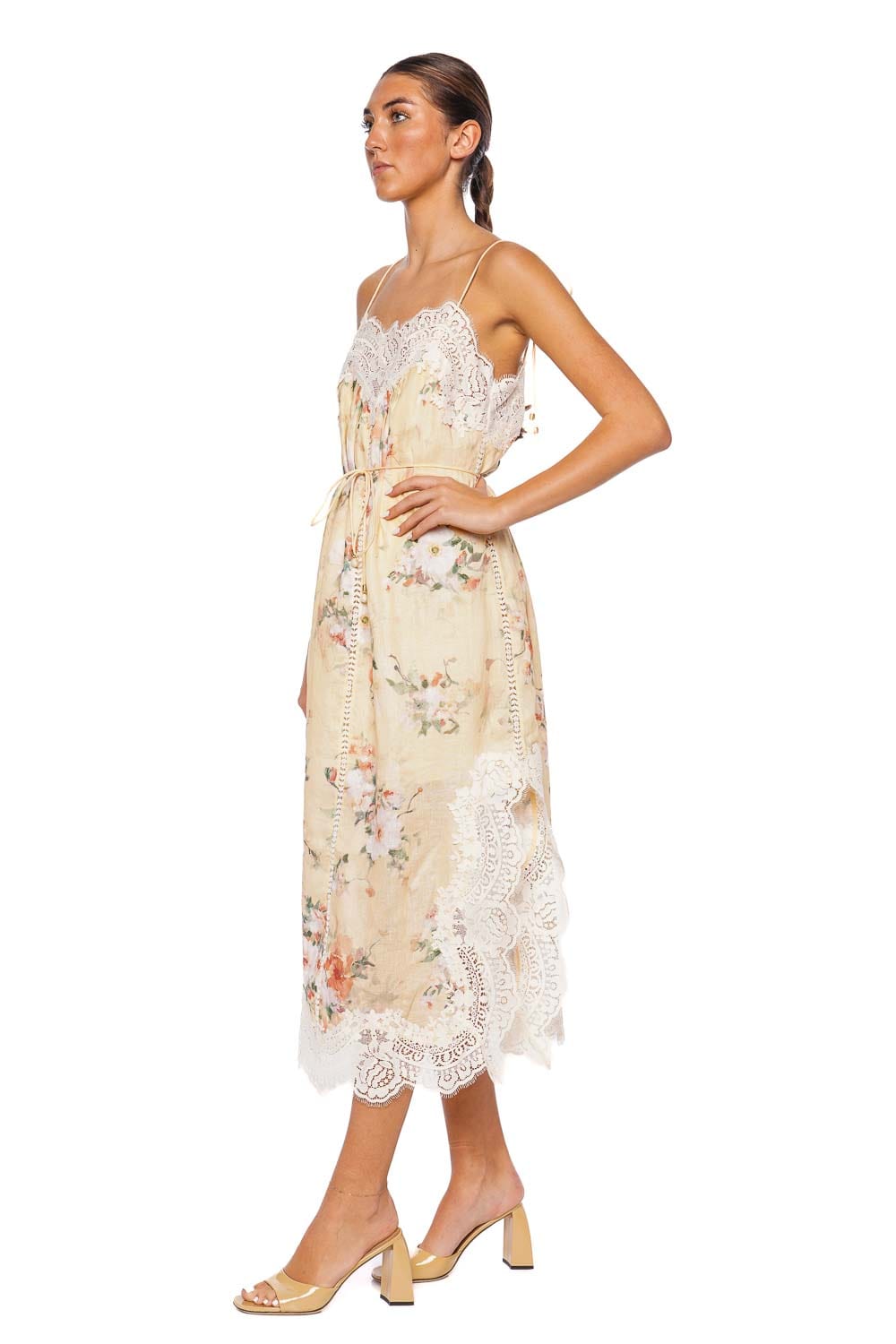 ZIMMERMANN Everley Lace Trim Slip Midi Dress