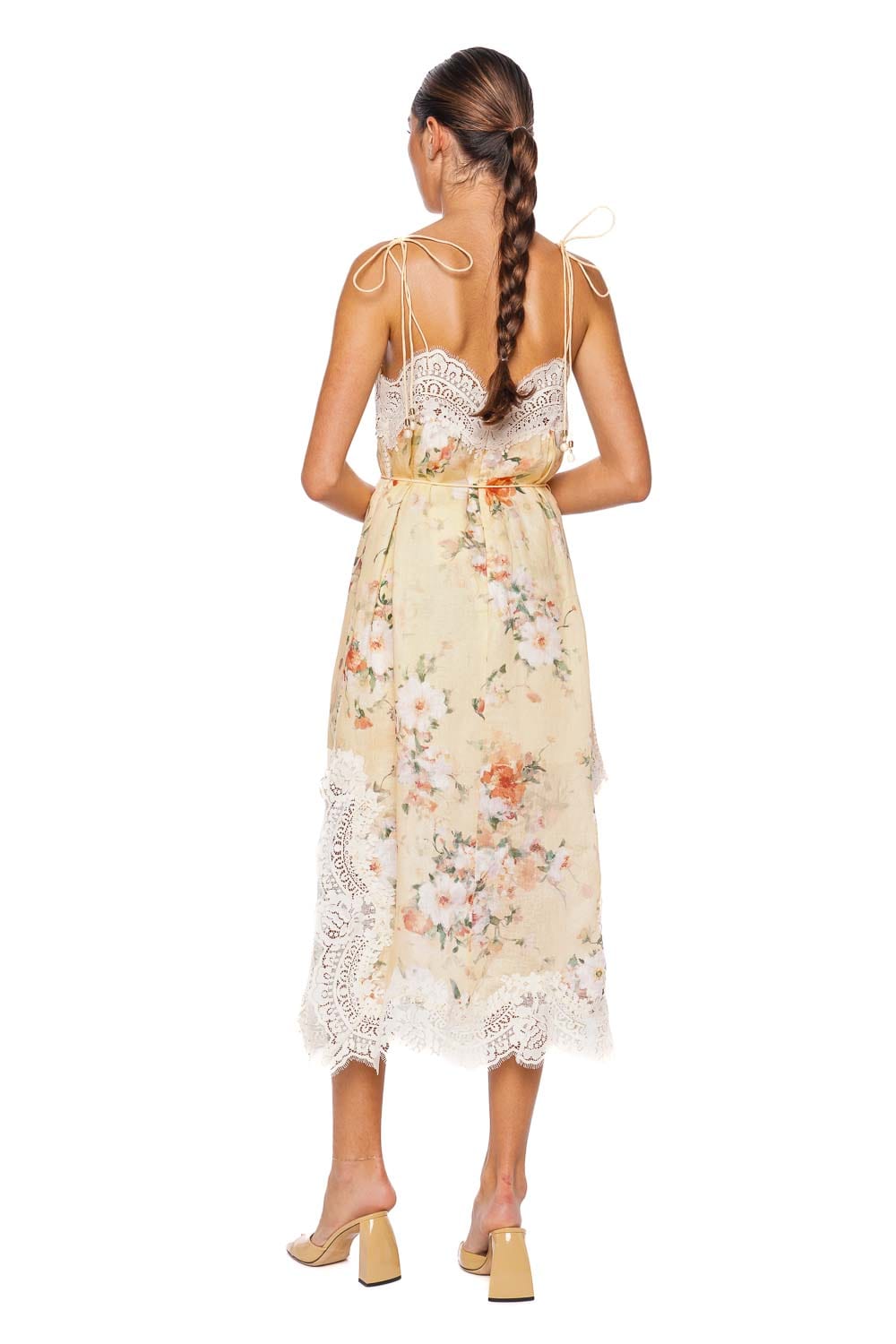 ZIMMERMANN Everley Lace Trim Slip Midi Dress