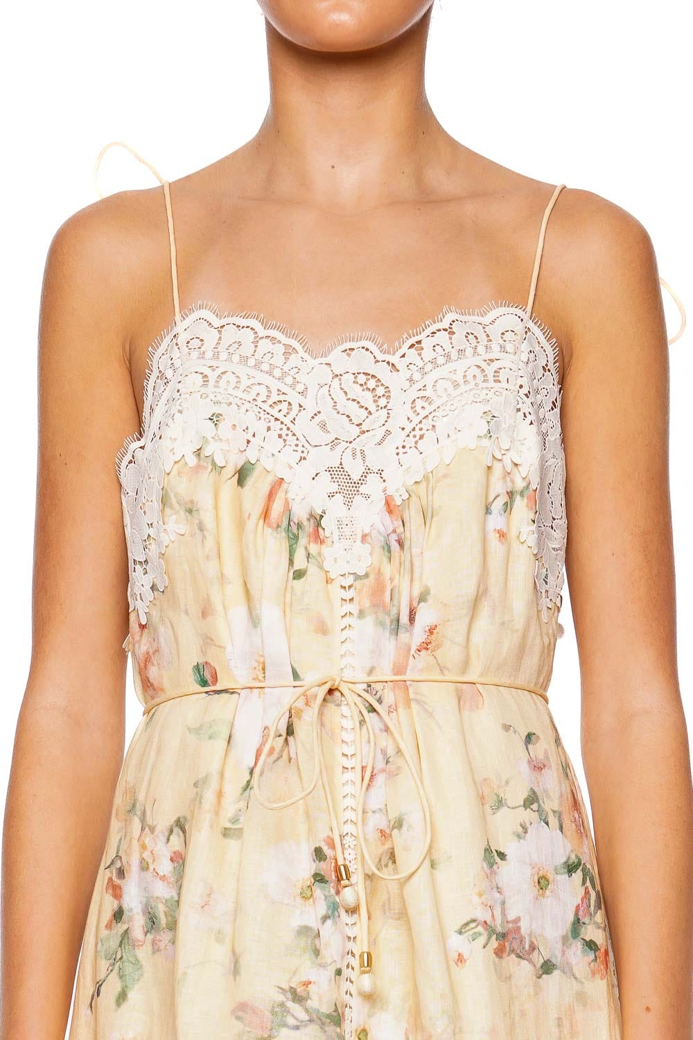 ZIMMERMANN Everley Lace Trim Slip Midi Dress