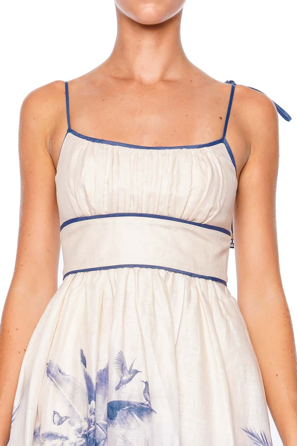 ZIMMERMANN Wylie Blue Palm Picnic Midi Dress