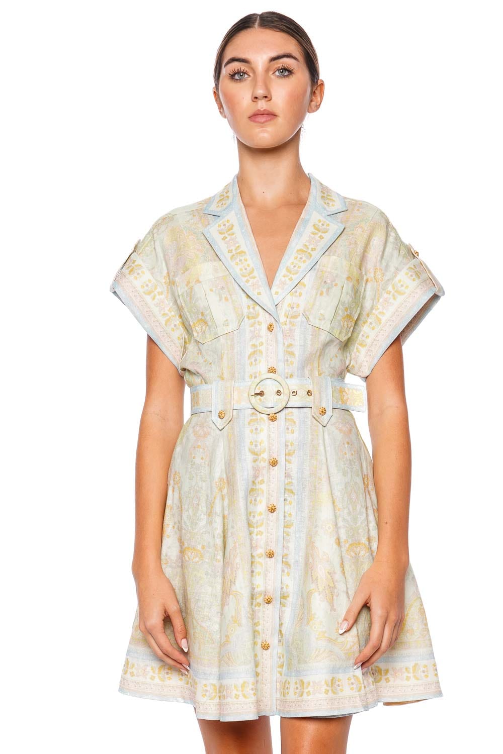 ZIMMERMANN Acacia Belted Mini Shirt Dress