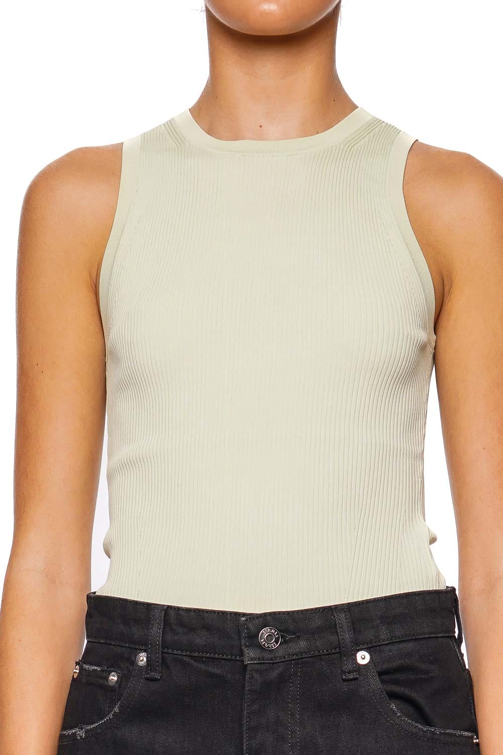 ZIMMERMANN Tallow Ribbed Knit Racerback Tank