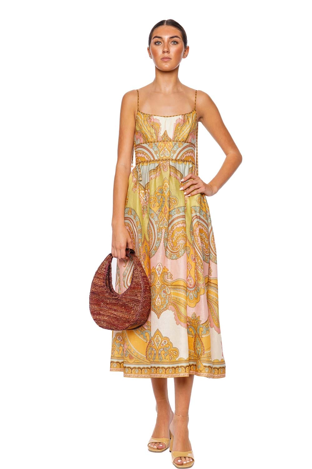 ZIMMERMANN Maxine Gold Paisley Picnic Midi Dress