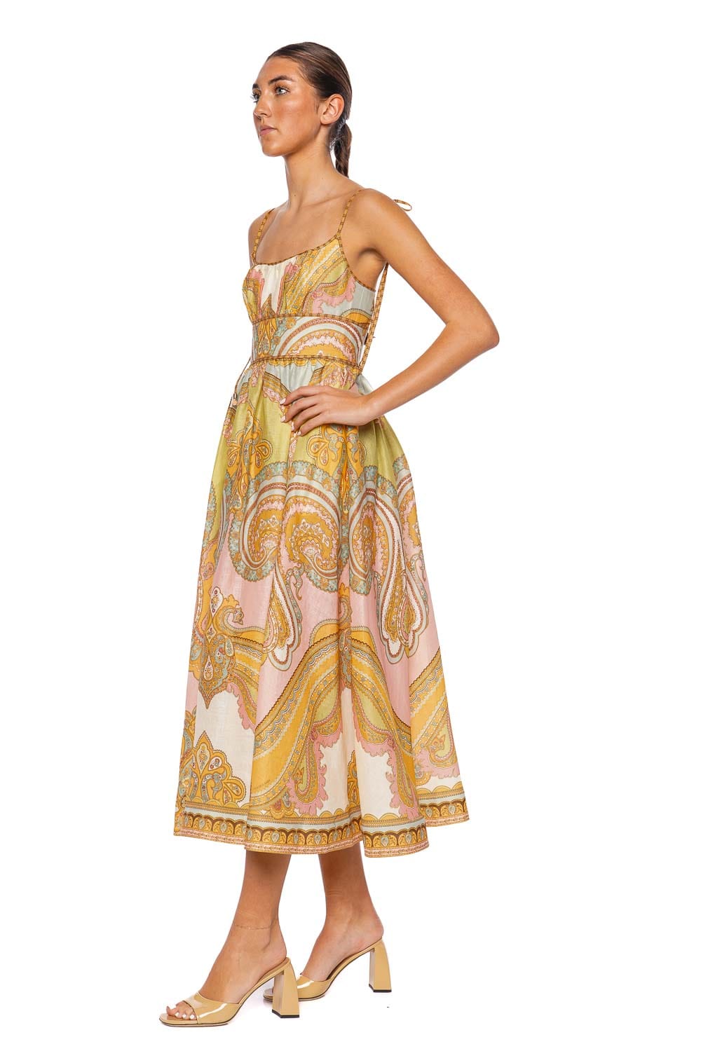 ZIMMERMANN Maxine Gold Paisley Picnic Midi Dress