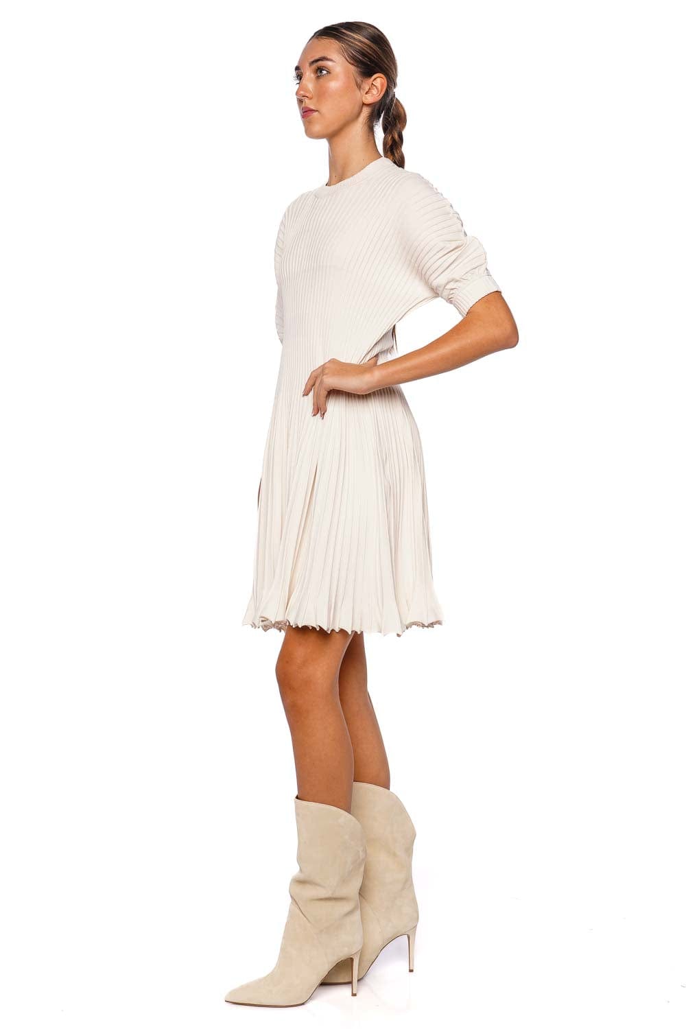 Ulla Johnson Talie Ribbed Knit Puff Sleeve Mini Dress