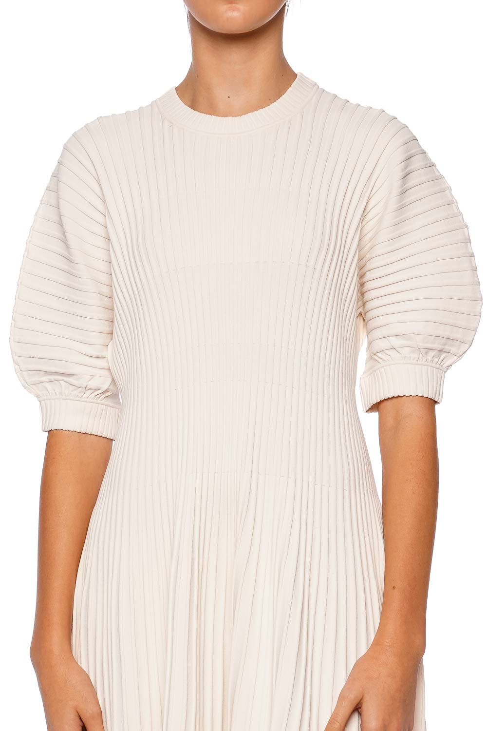 Ulla Johnson Talie Ribbed Knit Puff Sleeve Mini Dress