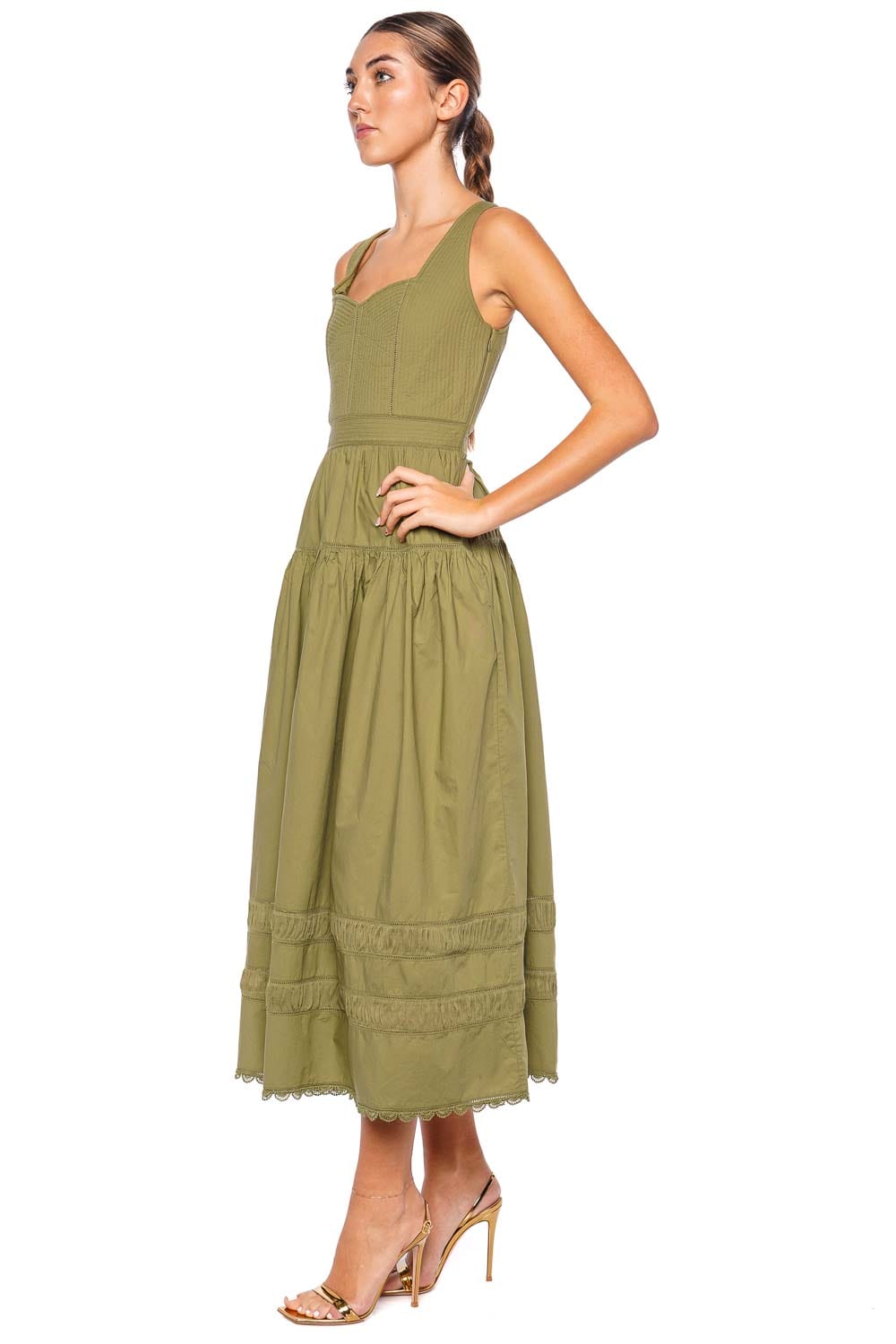 Ulla Johnson Isadora Embroidered Scallop Cotton Midi Dress