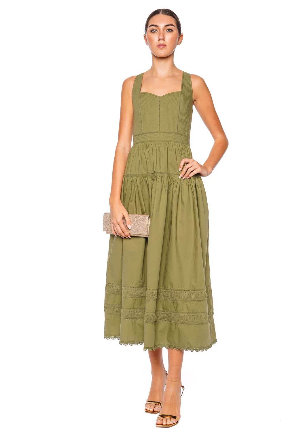 Ulla Johnson Isadora Embroidered Scallop Cotton Midi Dress