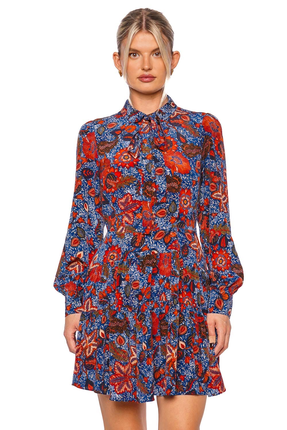 Ulla Johnson Aliya Printed Silk Long Sleeve Mini Dress