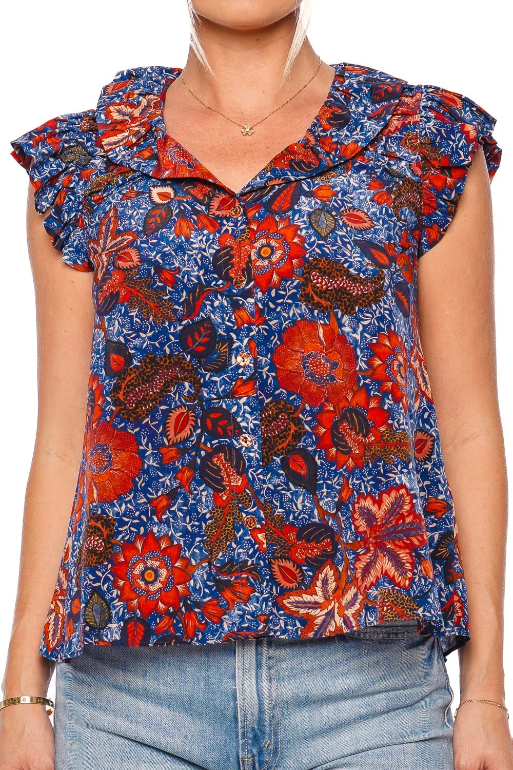 Ulla Johnson Ivette Clematis Ruffled Silk Top