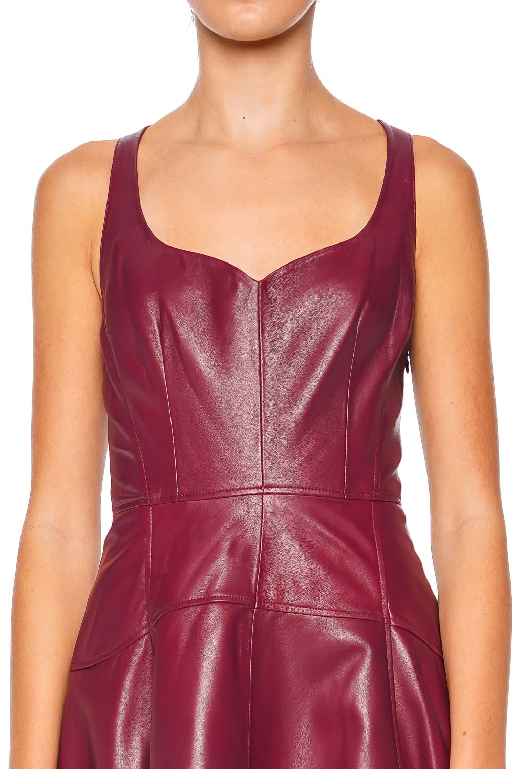 Ulla Johnson Thais Garnet Leather Mini Dress