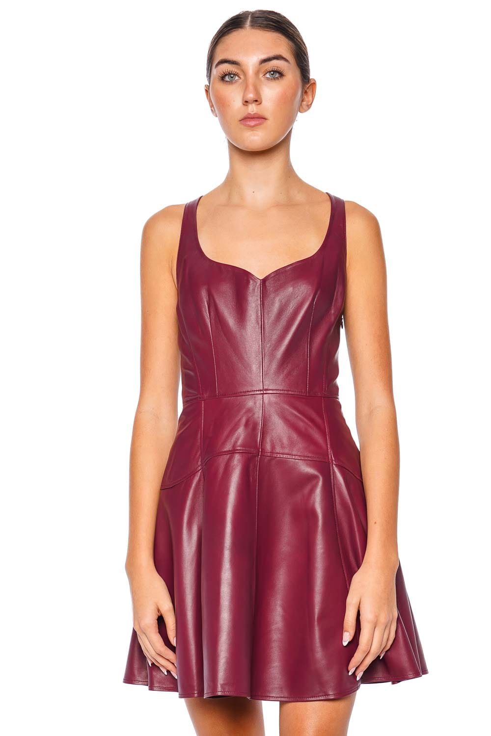 Ulla Johnson Thais Garnet Leather Mini Dress