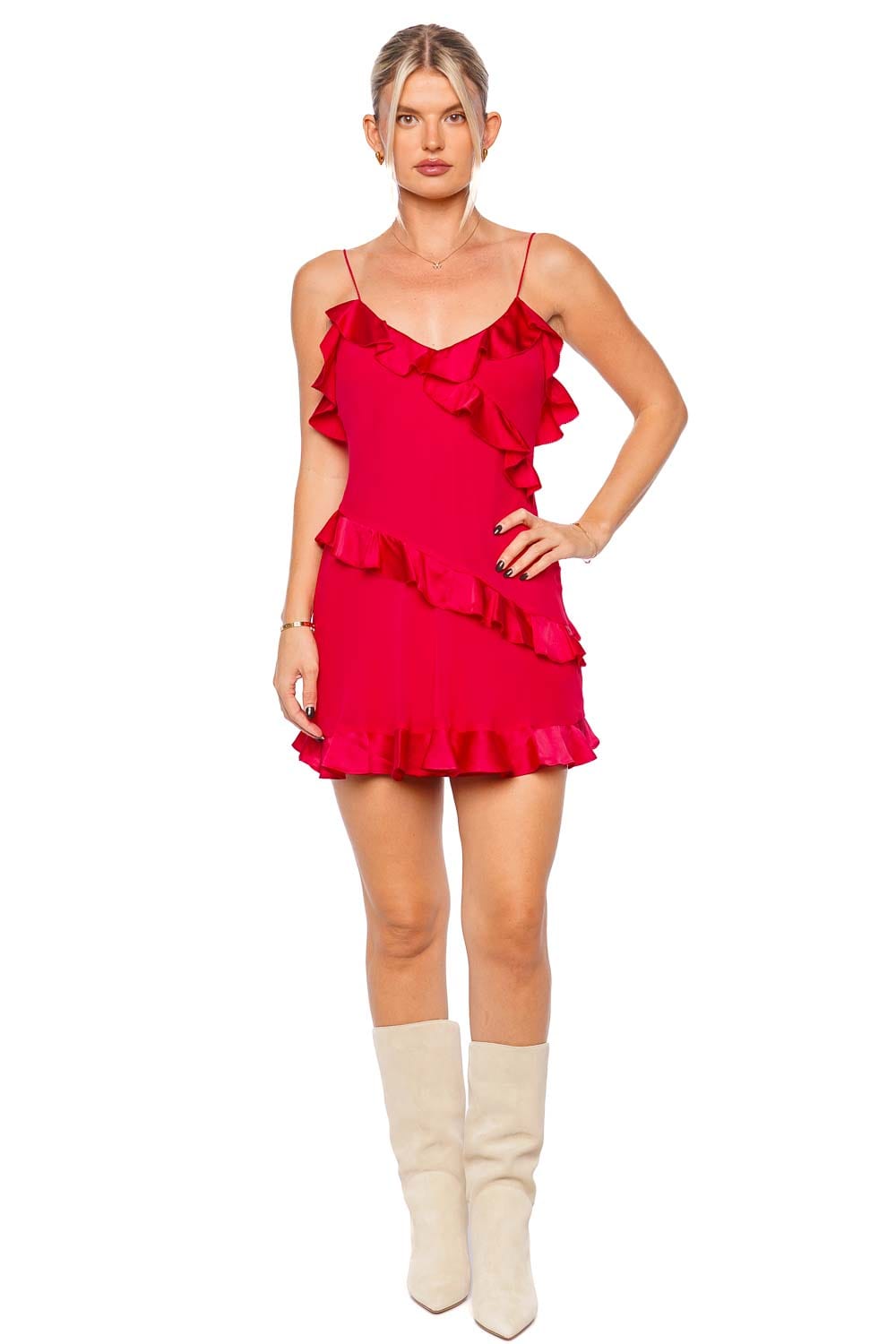 LoveShackFancy Lomina Ruffled Silk Mini Dress