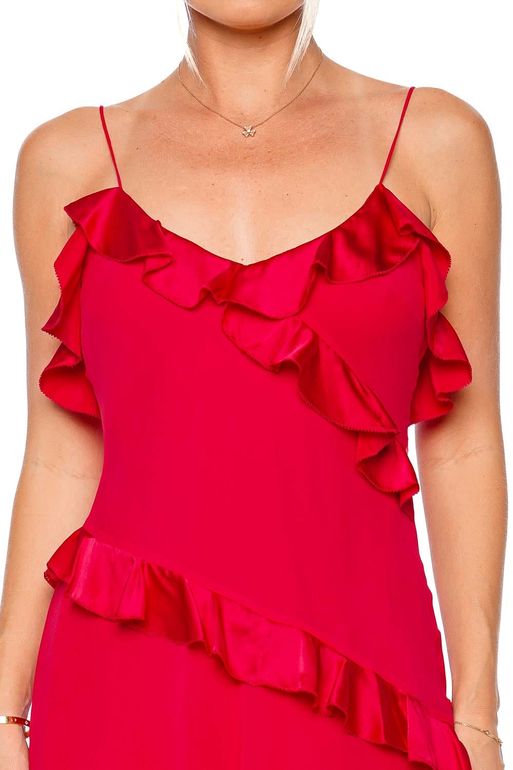 LoveShackFancy Lomina Ruffled Silk Mini Dress