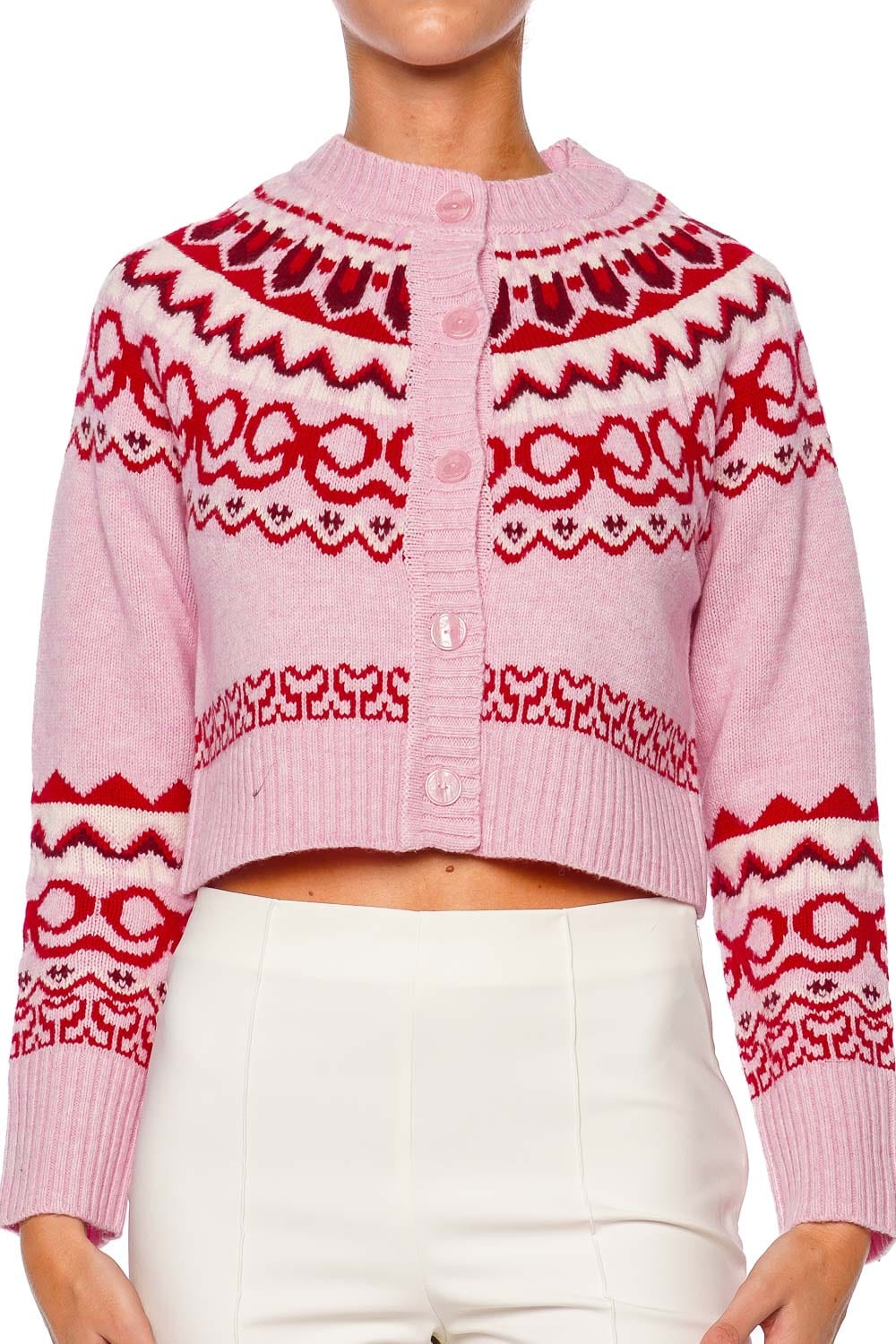 LoveShackFancy Shantae Fair Isle Wool Knit Cardigan