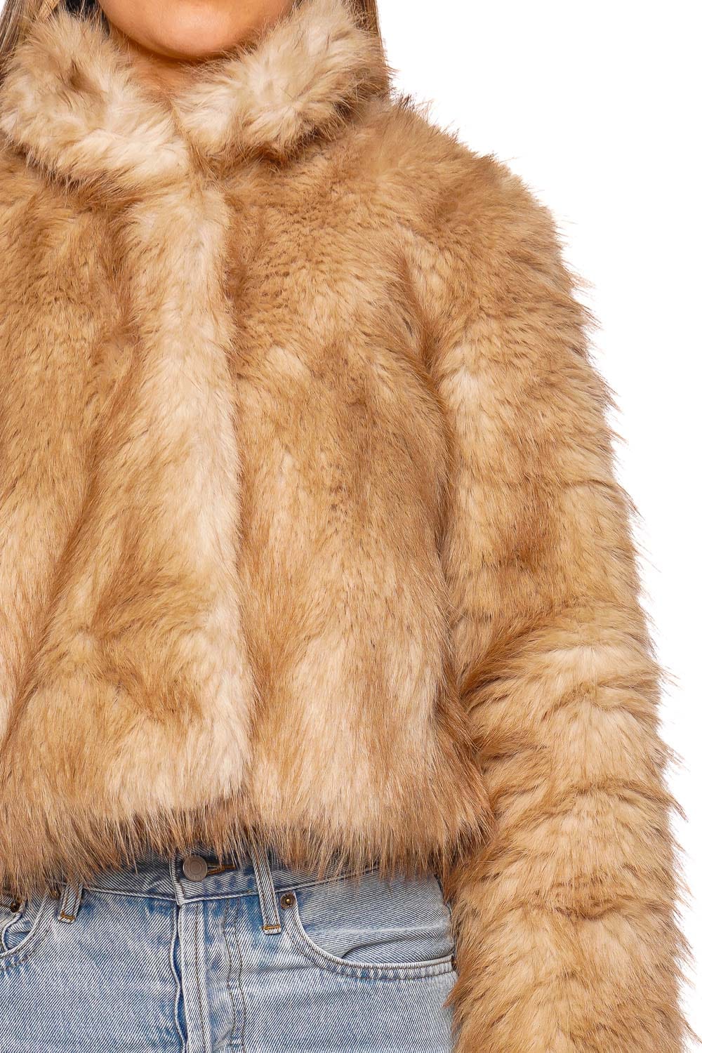 LoveShackFancy Clarabella Macadamia Faux Fur Jacket